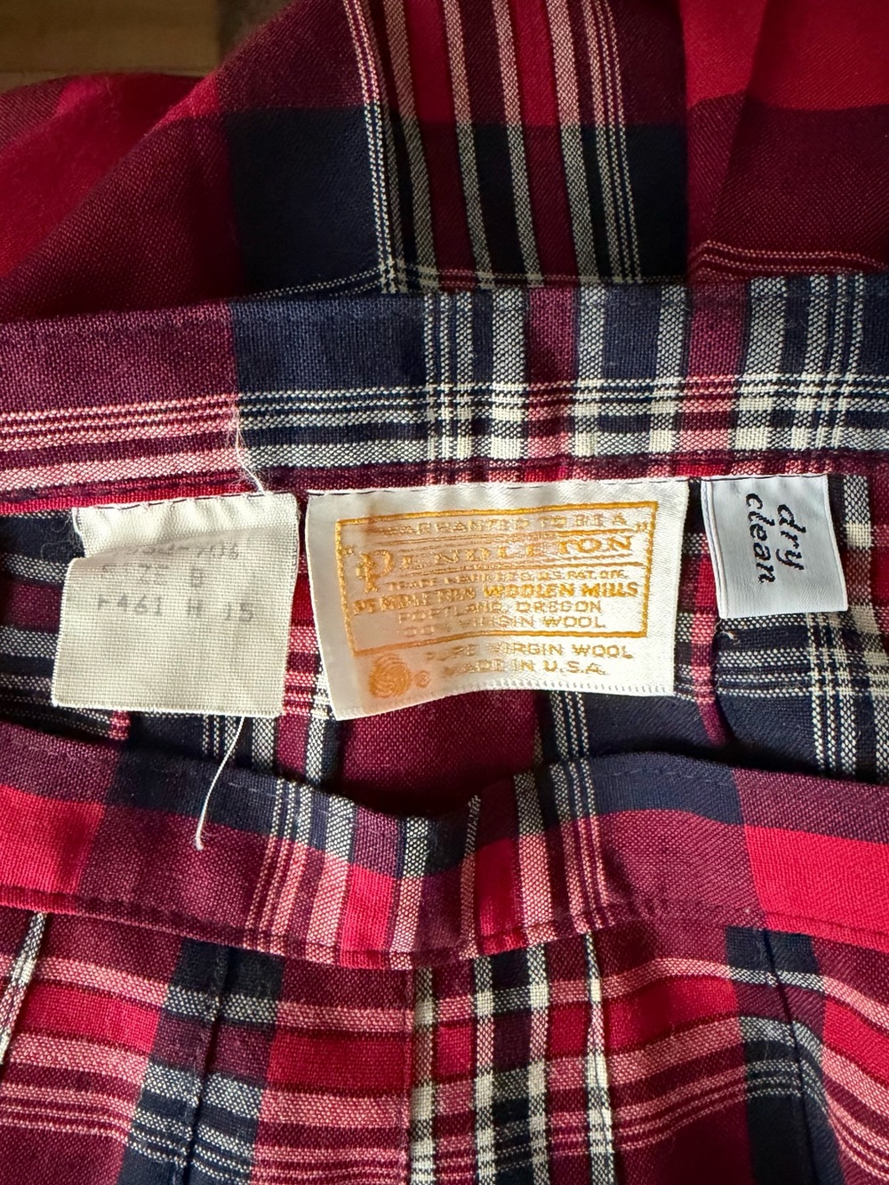 Pendleton Red Plaid Wool Midi Skirt Vintage - Picture 3 of 4